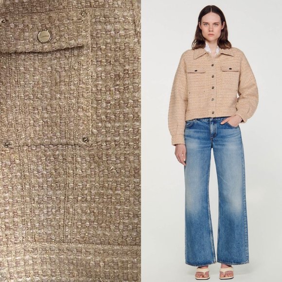 Sandro metalic thread trucker jacket tweed cardicoat - Picture 5 of 15